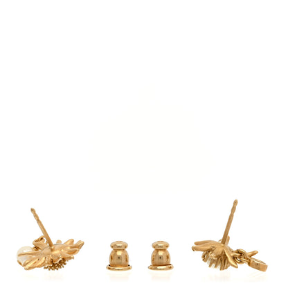 Christian Dior Pearl Sunflower Earrings Gold 3 of 5