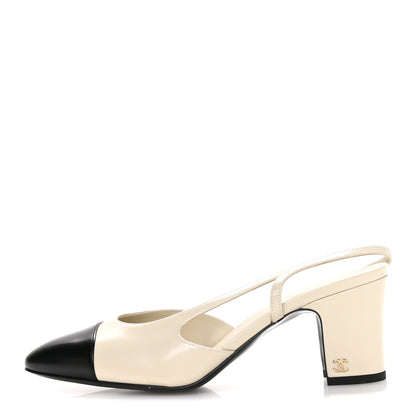 Chanel Lambskin Cap Toe CC Slingback Pumps 41 White Black 1 of 8