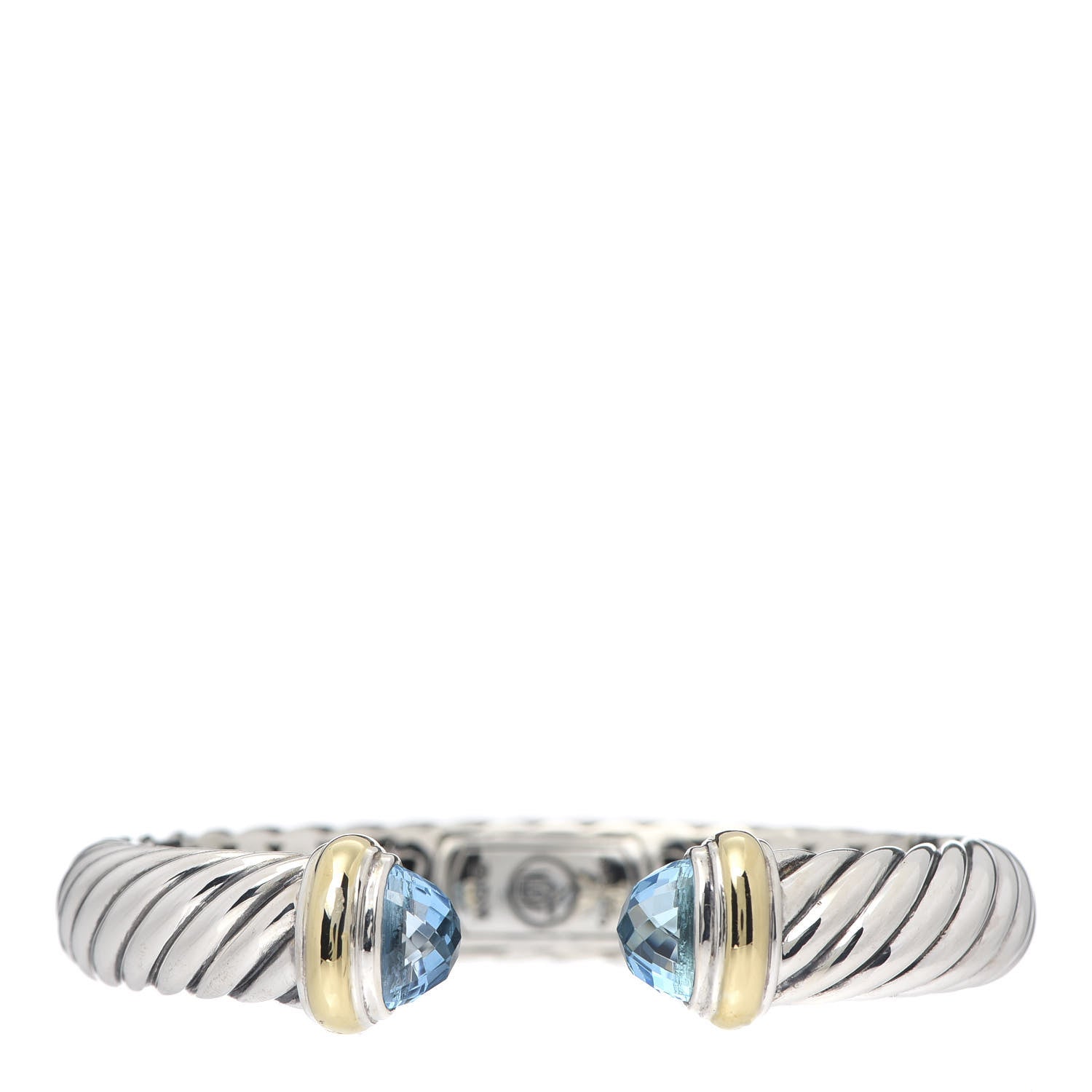 David Yurman Sterling Silver 18K Yellow Gold Blue Topaz 10mm Waverly Bracelet 1 of 6