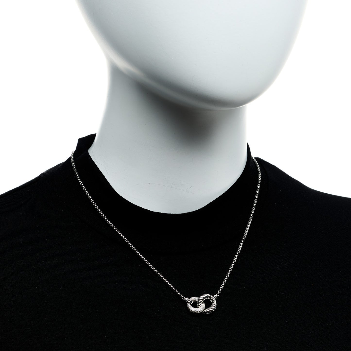 Sterling Silver Diamond Belmont Curb Link Pendant Necklace