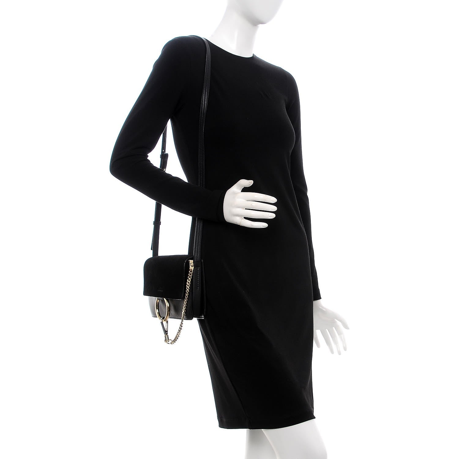 Chloe Suede Calfskin Small Faye Shoulder Bag Black 2 of 7