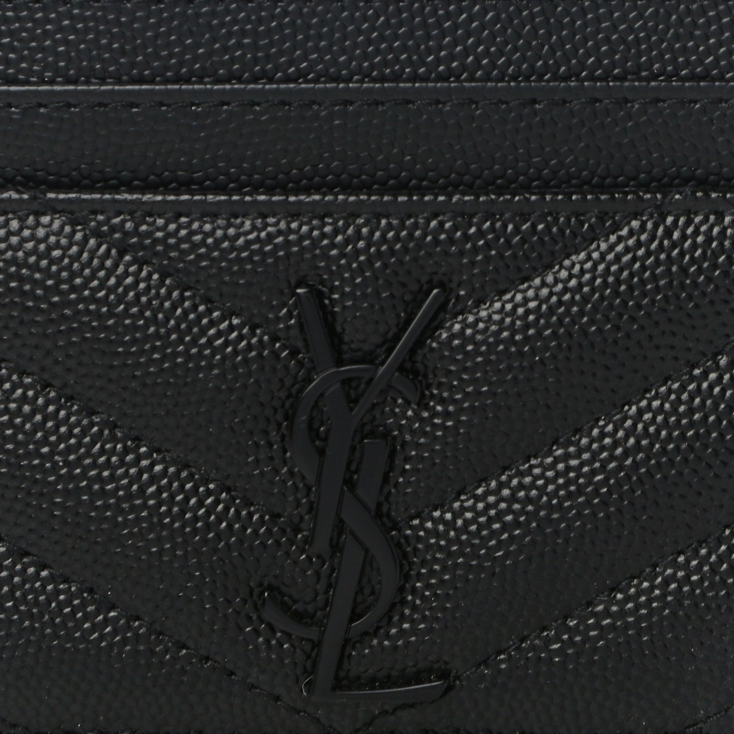 Grain De Poudre Matelasse Chevron Monogram Credit Card Case Black