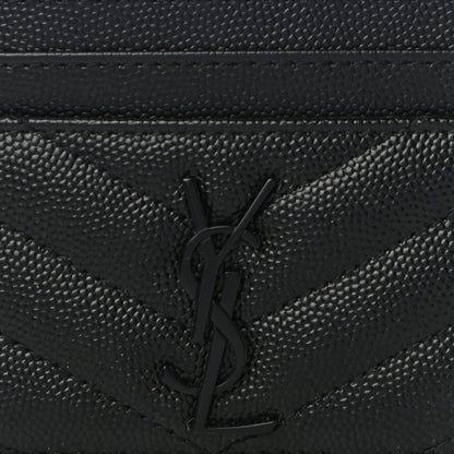 Saint Laurent Grain De Poudre Matelasse Chevron Monogram Credit Card Case Black 7 of 9