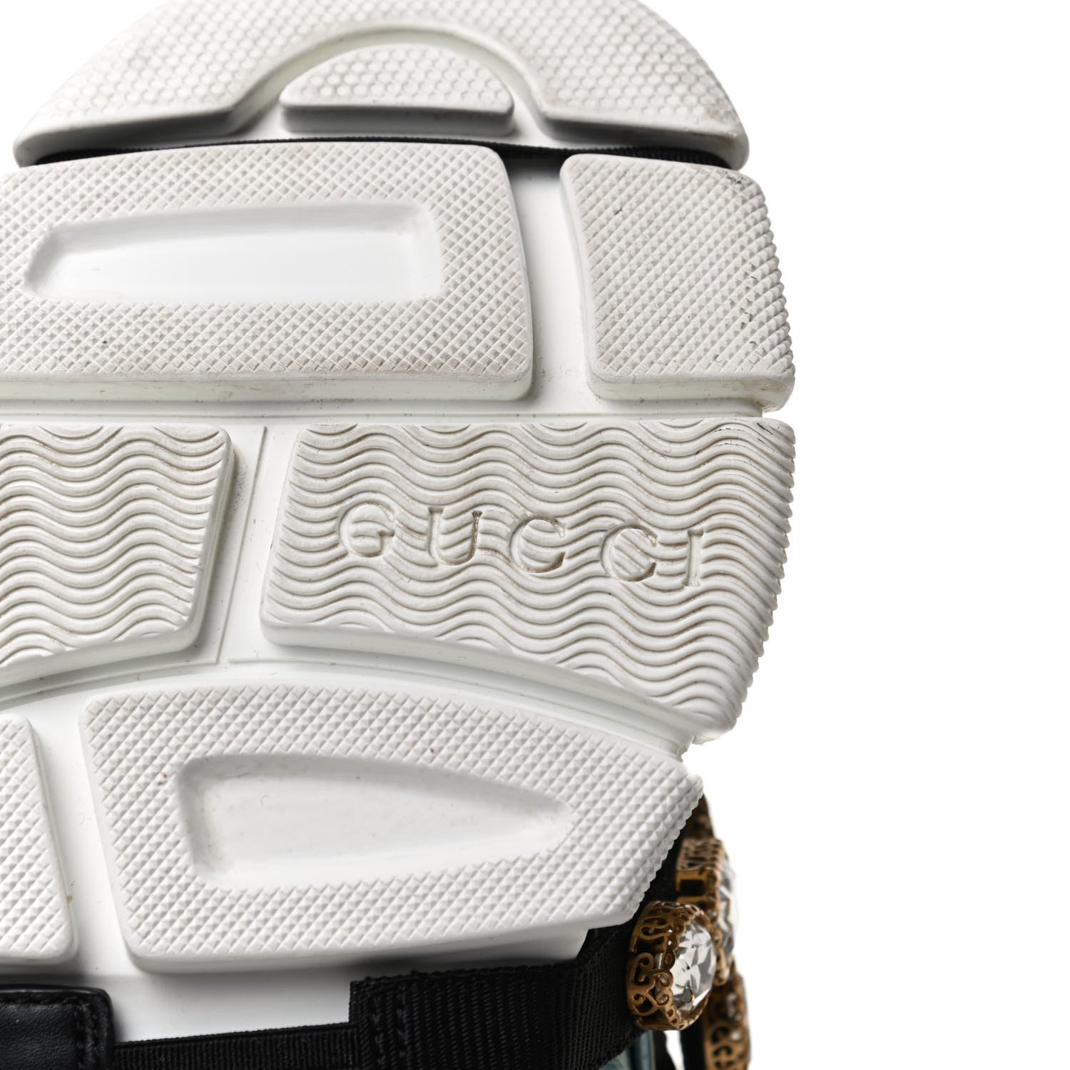Gucci X SEGA Metallic Calfskin Removable Crystals Womens Flashtrek Sneakers 37.5 Lago Loess Silver 6 of 9