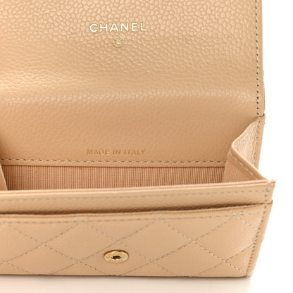 Chanel Caviar Quilted Flap Card Holder Wallet Beige 7 of 10