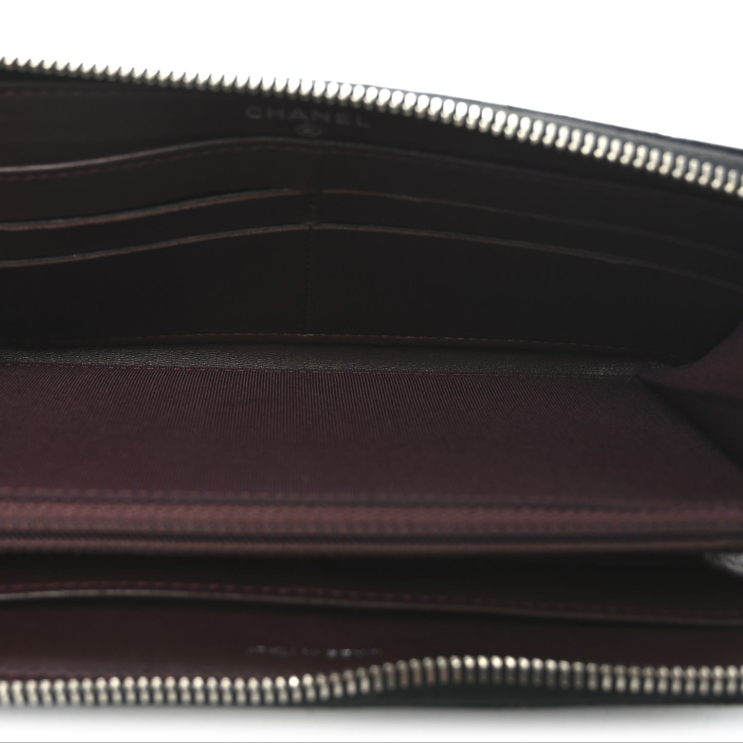 Lambskin Quilted Large Gusset Zip Around Wallet Black