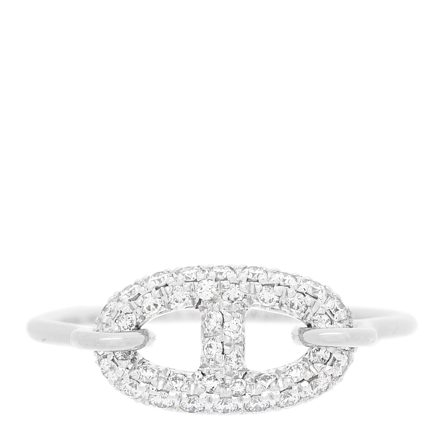 Hermes 18K White Gold Diamond Farandole Ring 54 6.75 1 of 7