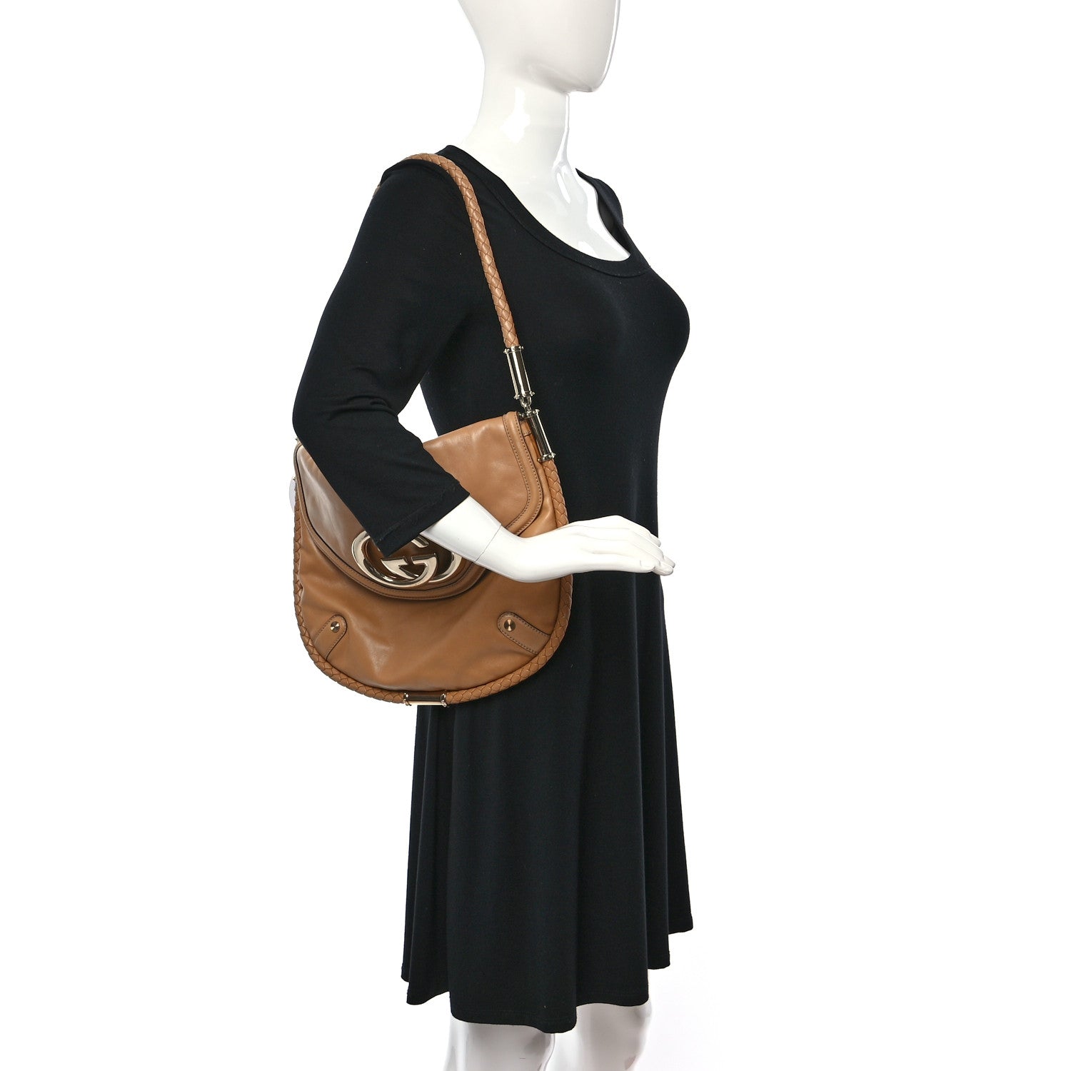 Gucci Calfskin Medium Britt Tassel Shoulder Bag Beige 2 of 9