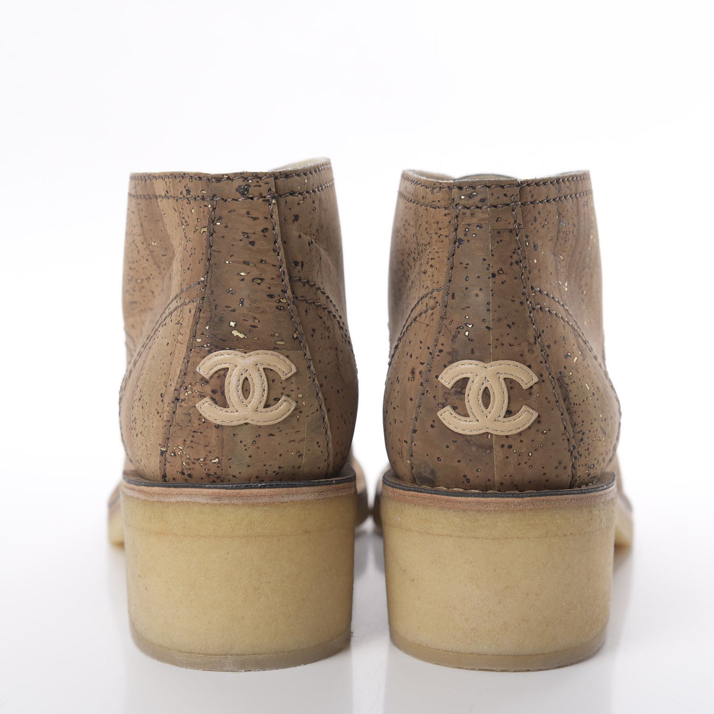 Cork Lace Up Boots 41.5 Beige Gold