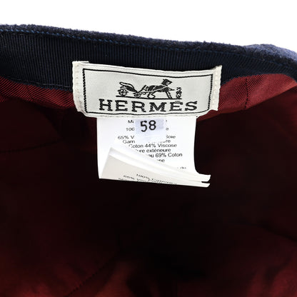 Hermes Cashmere Canvas Swift Davis H Sellier Cap 58 Marine 8 of 8
