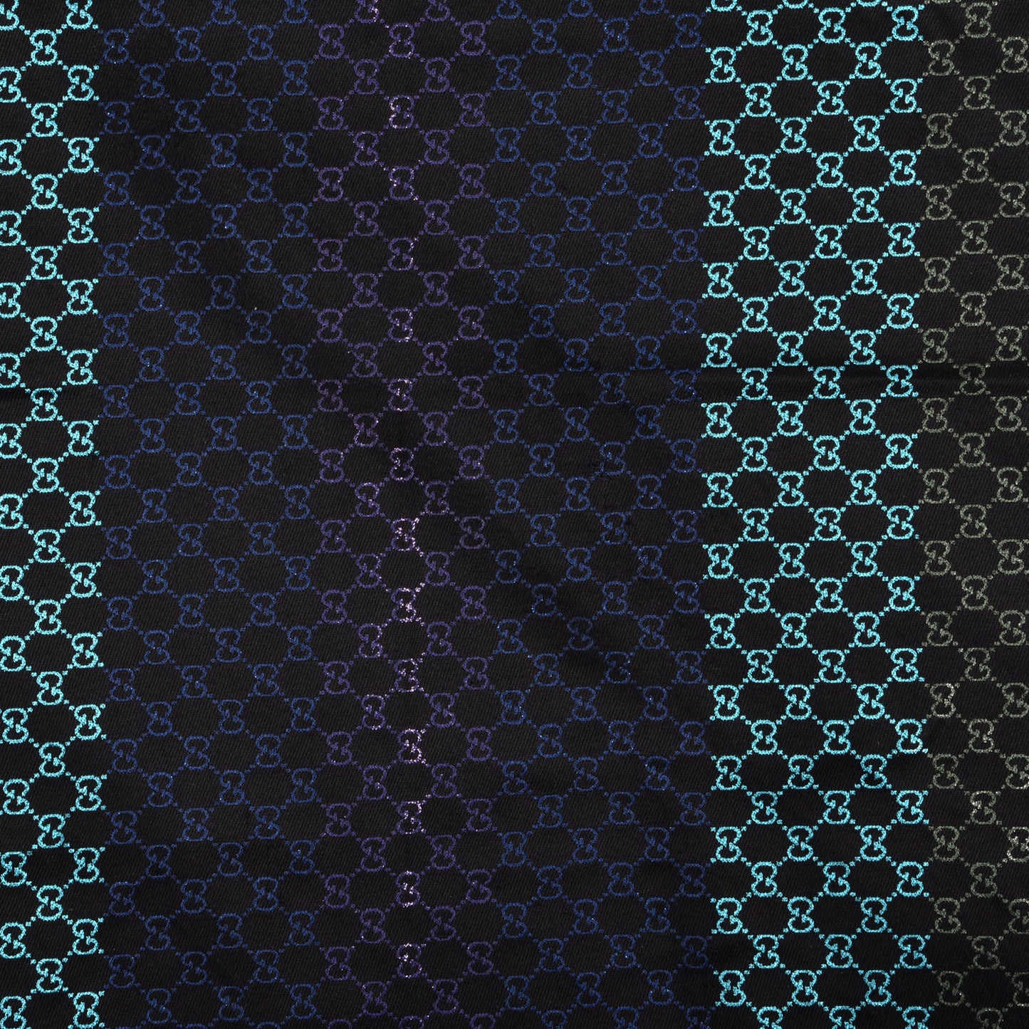 Viscose Cotton Silk Jacquard GG Monogram Shiny Summer Square Shawl Black Multicolor