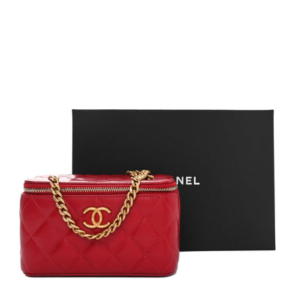 Chanel Lambskin Quilted Small Pillow Crush Vanity Case With Chain Dark Red 11 of 11