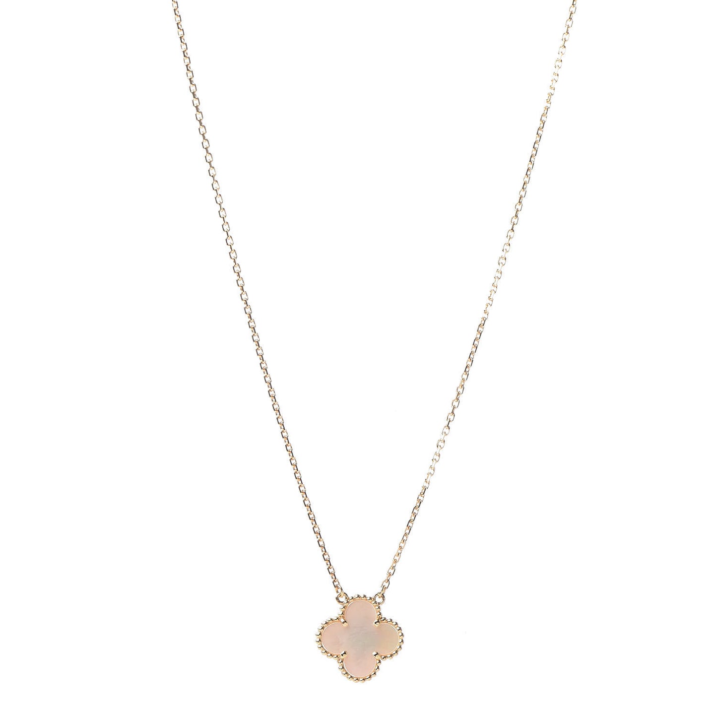 18K Yellow Gold Mother of Pearl Vintage Alhambra Pendant Necklace