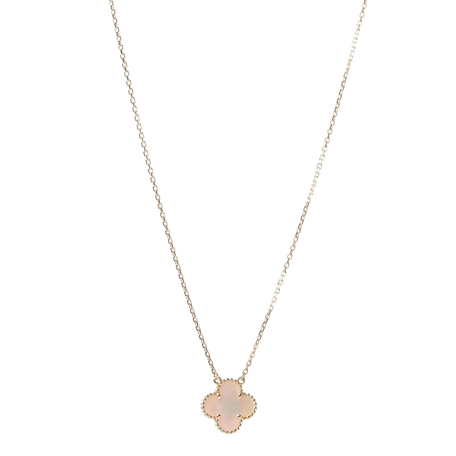Van Cleef & Arpels 18K Yellow Gold Mother of Pearl Vintage Alhambra Pendant Necklace 1 of 7