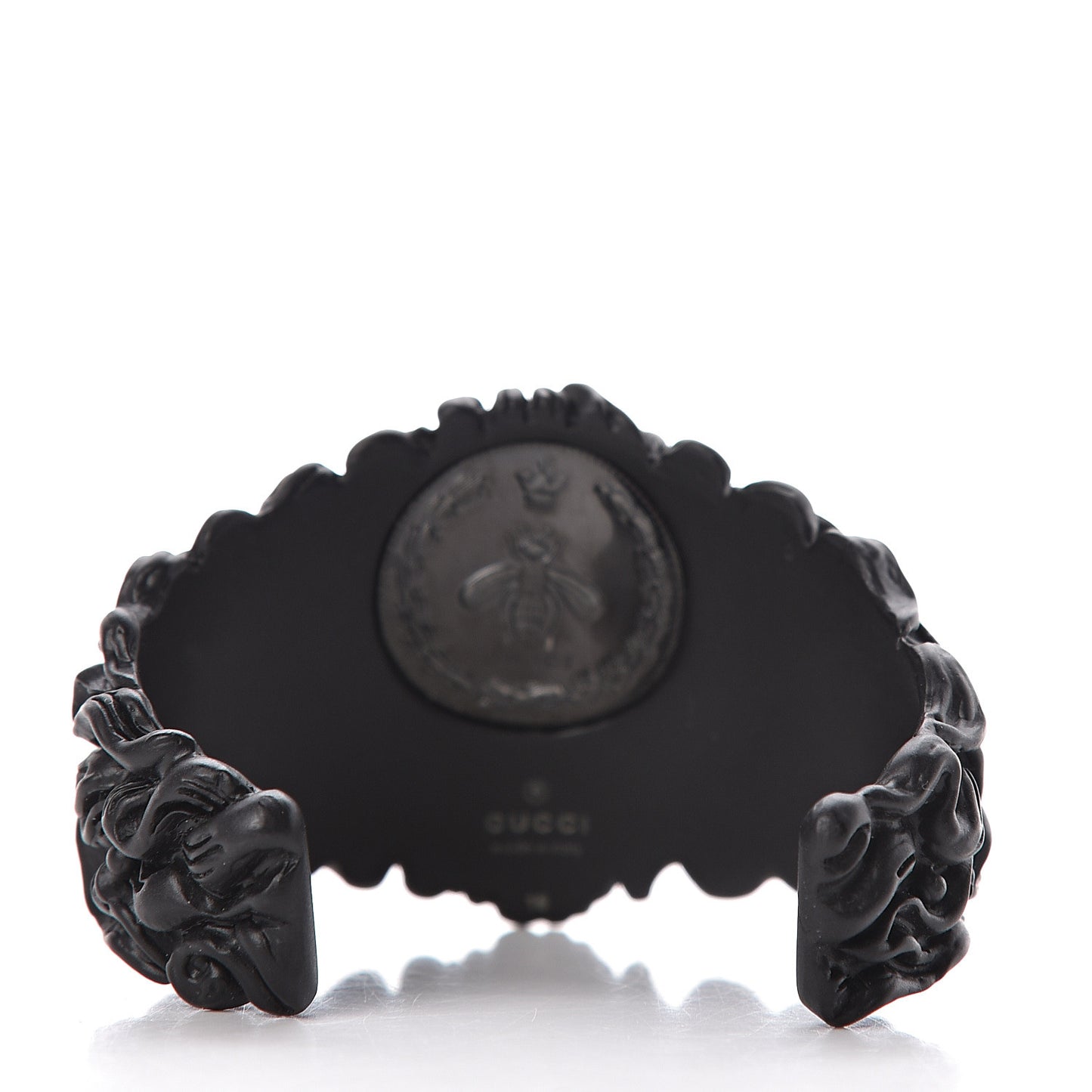 Metal Pearl Lion Head Cuff Bracelet 16 Black