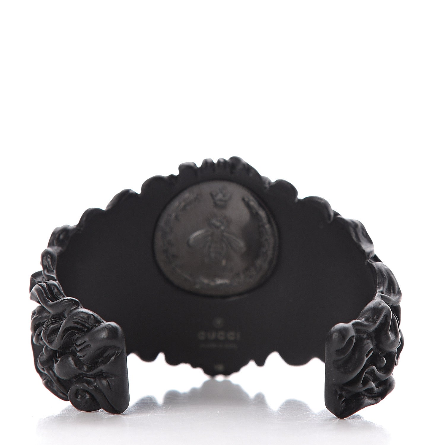 Gucci Metal Pearl Lion Head Cuff Bracelet 16 Black 3 of 5