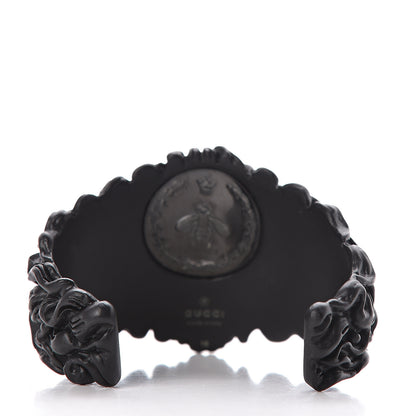 Gucci Metal Pearl Lion Head Cuff Bracelet 16 Black 3 of 5