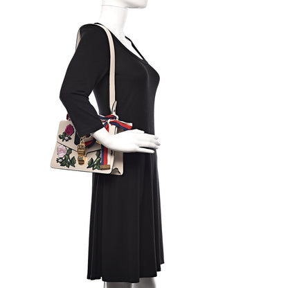 Gucci Calfskin Embroidered Small Sylvie Shoulder Bag White 2 of 10