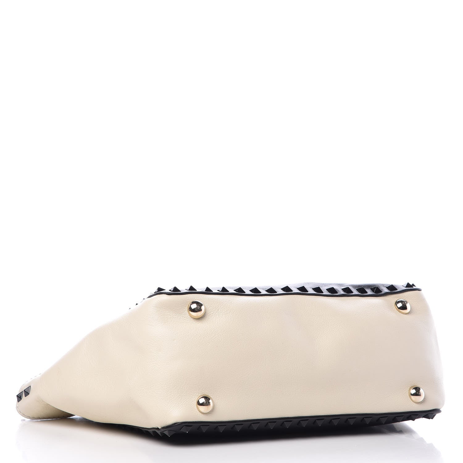 Valentino Garavani Vitello Monochrome Small Rockstud Tote Black Light Ivory 4 of 14