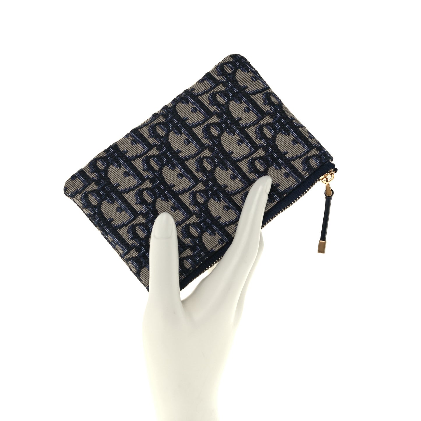 Oblique Zipped Card Holder Blue