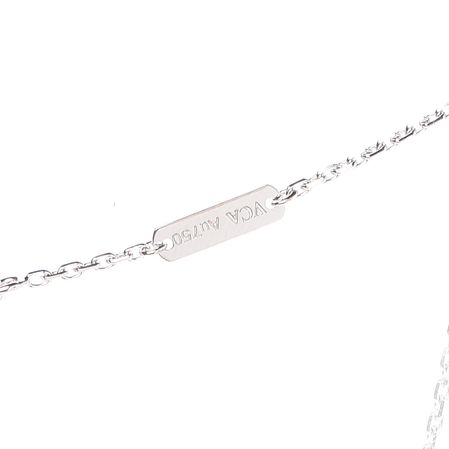 18K White Gold Mother of Pearl Vintage Alhambra Pendant Necklace