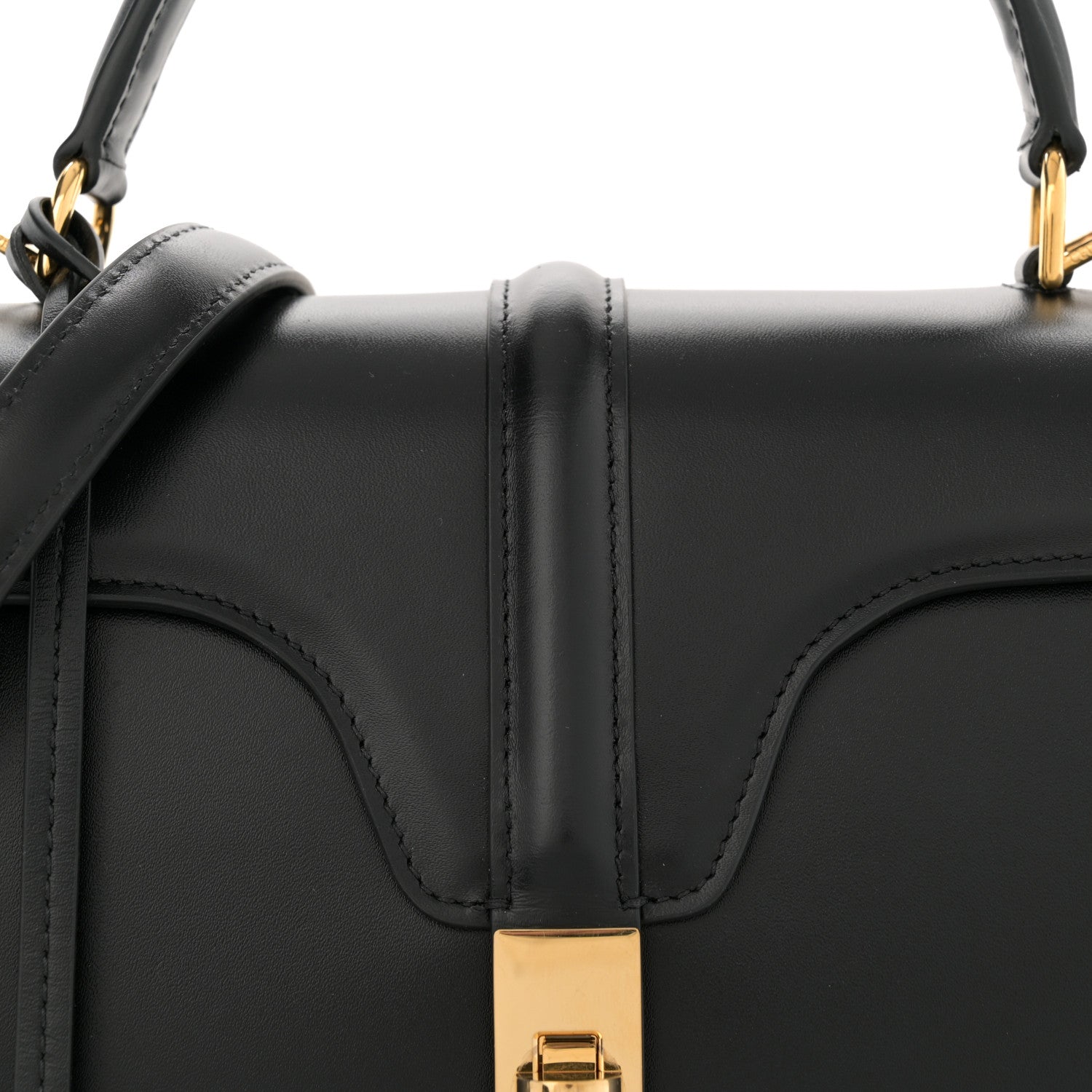 Celine Satinated Calfskin Small 16 Top Handle Bag Black 9 of 12