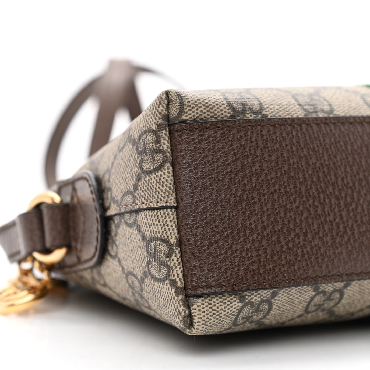 GG Supreme Monogram Textured Dollar Calfskin Web Small Ophidia Dome Shoulder Bag Beige Ebony New Acero
