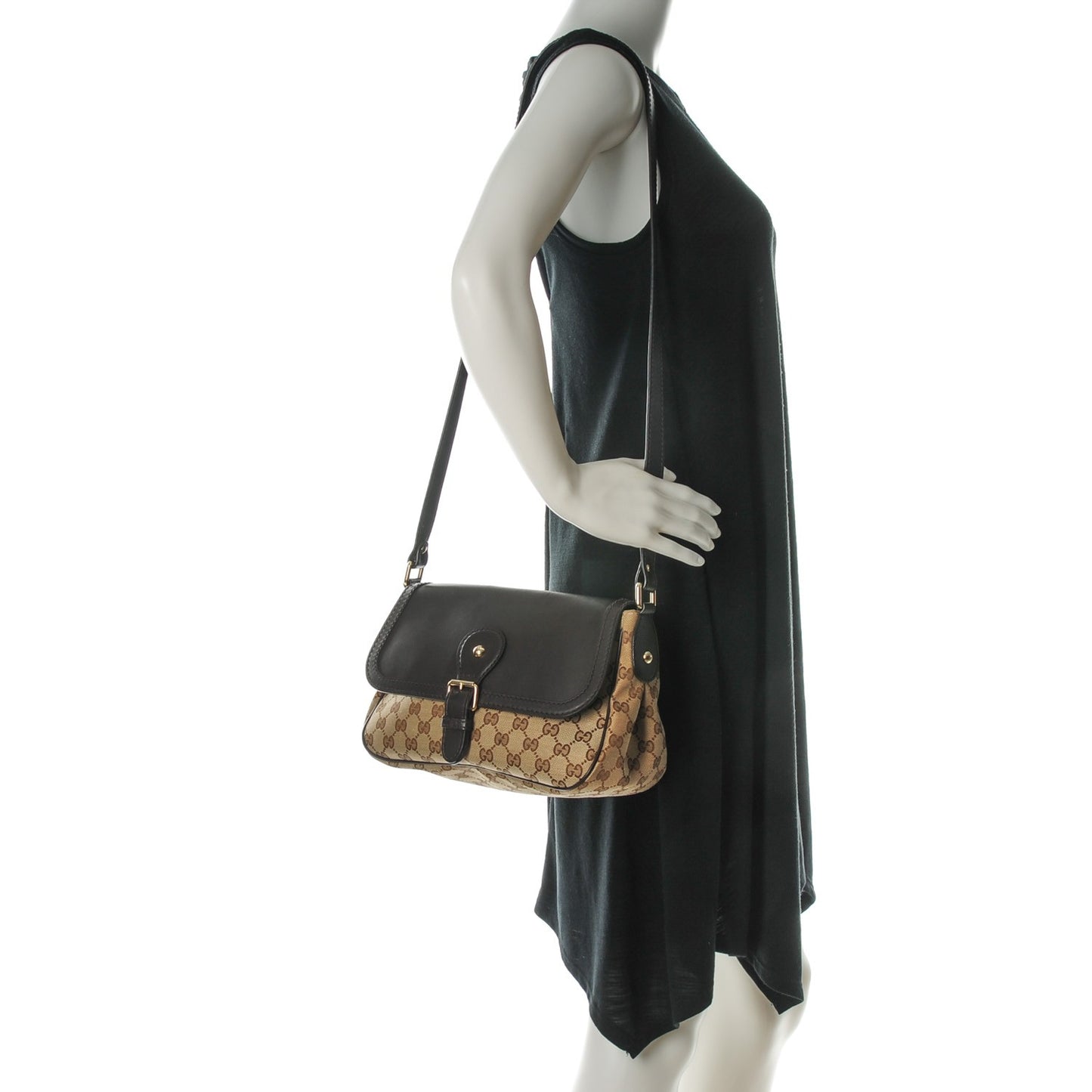 Monogram Techno Horsebit Large Shoulder Flap Bag Brown