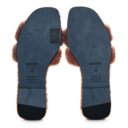 Hermes Woolskin Oran Sandals 35 Rose Aube 5 of 8