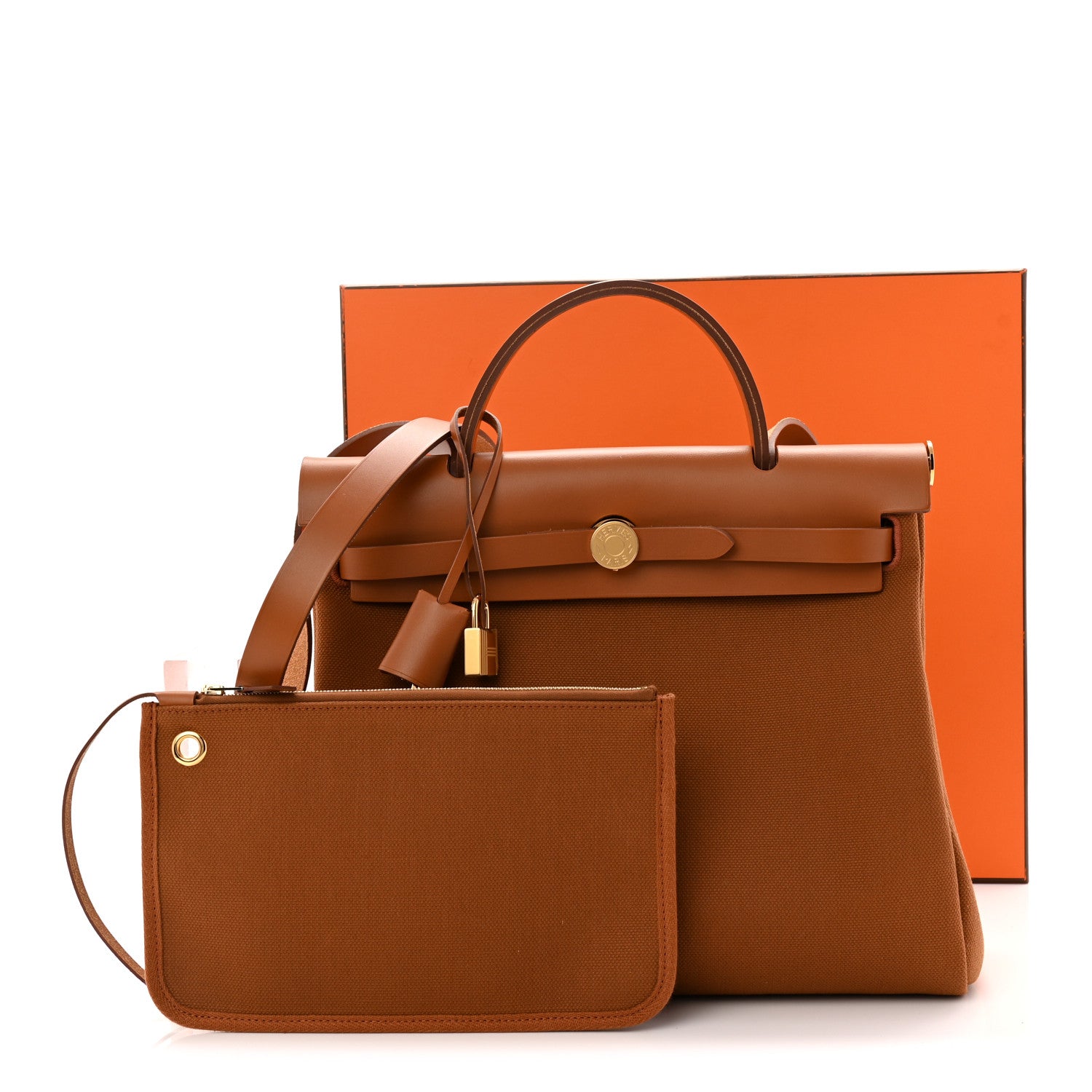 Hermes Military Toile Vache Hunter Herbag Zip Retourne 31 PM Fauve 12 of 12