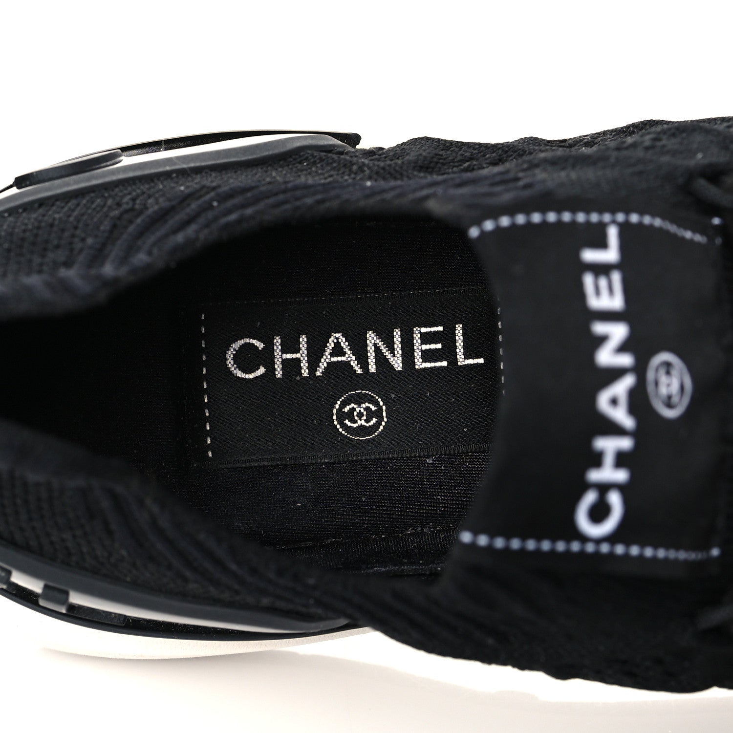 Chanel Fabric Logo Sneakers 38.5 Black 6 of 7