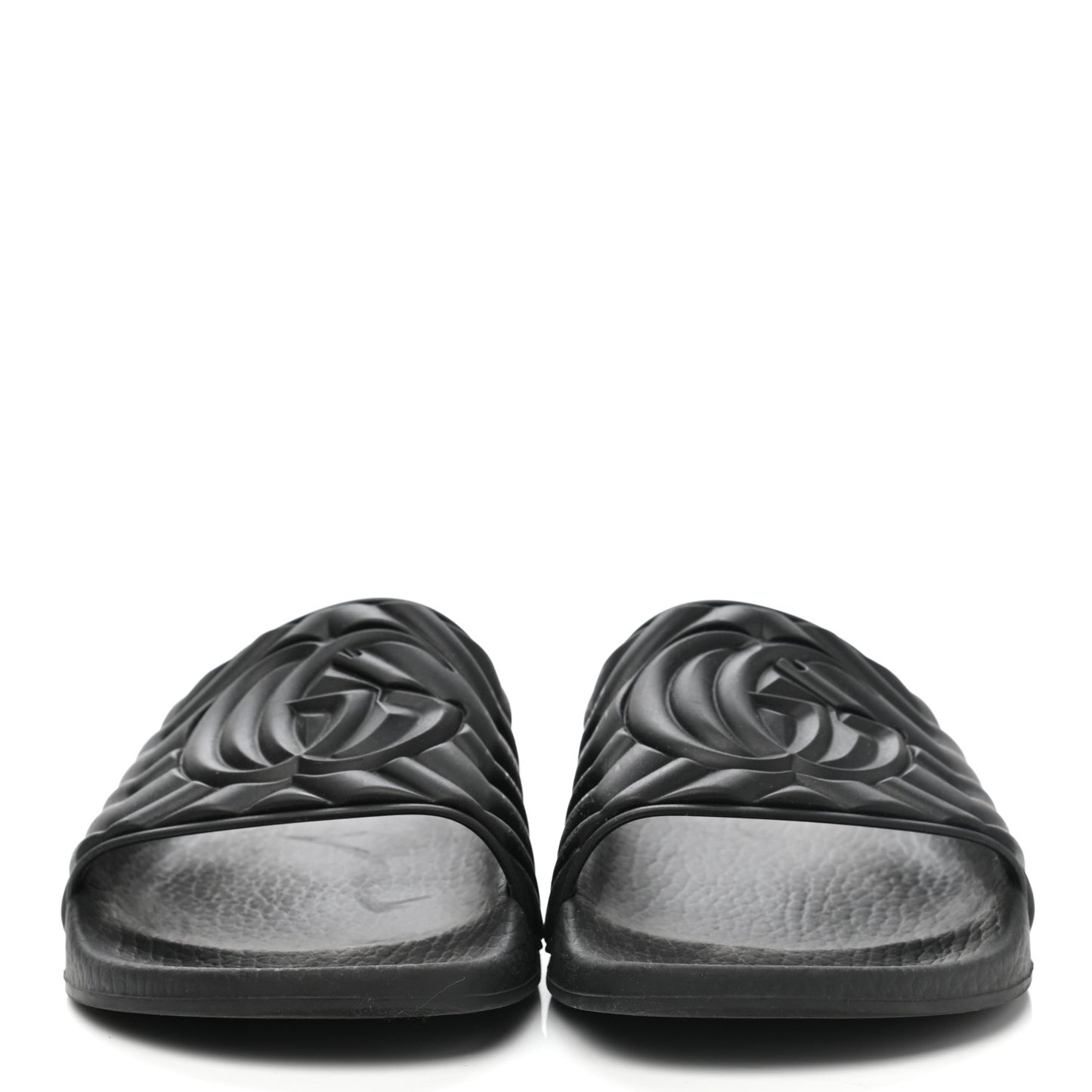 Rubber Matelasse Womens Slide Sandals 37 Black