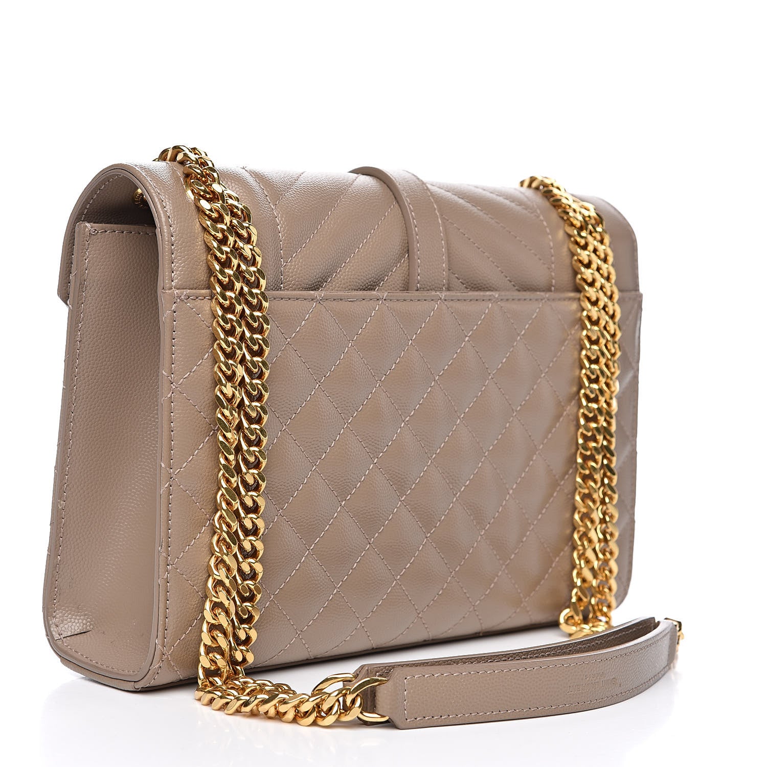 Saint Laurent Grain De Poudre Textured Mixed Matelasse Medium Triquilt Monogram Satchel Taupe 3 of 10