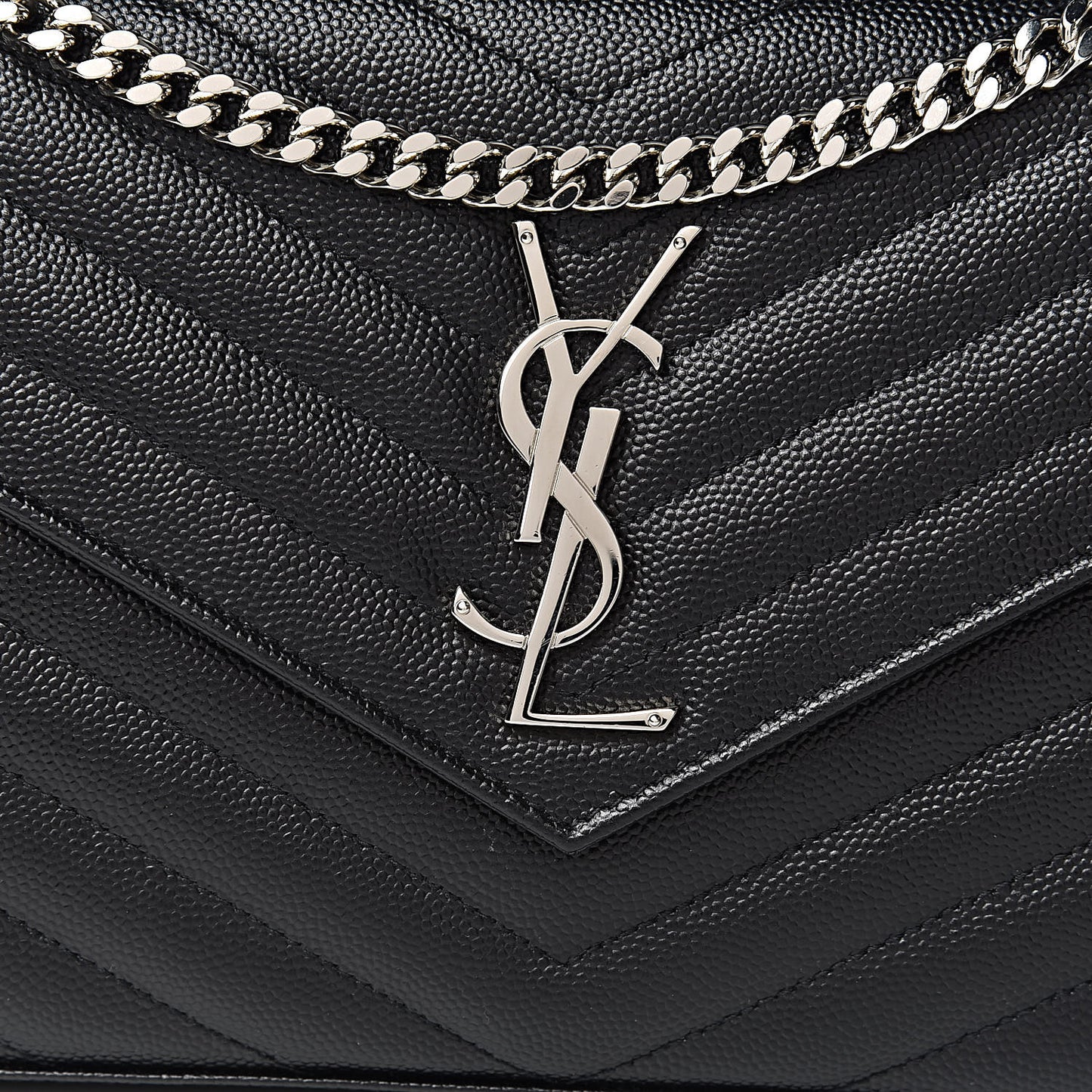 Grain De Poudre Matelasse Chevron Monogram Chain Wallet Black