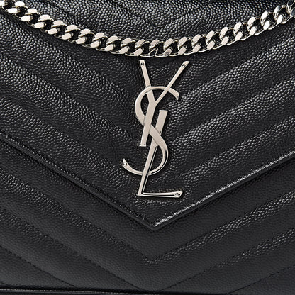 Saint Laurent Grain De Poudre Matelasse Chevron Monogram Chain Wallet Black 6 of 11