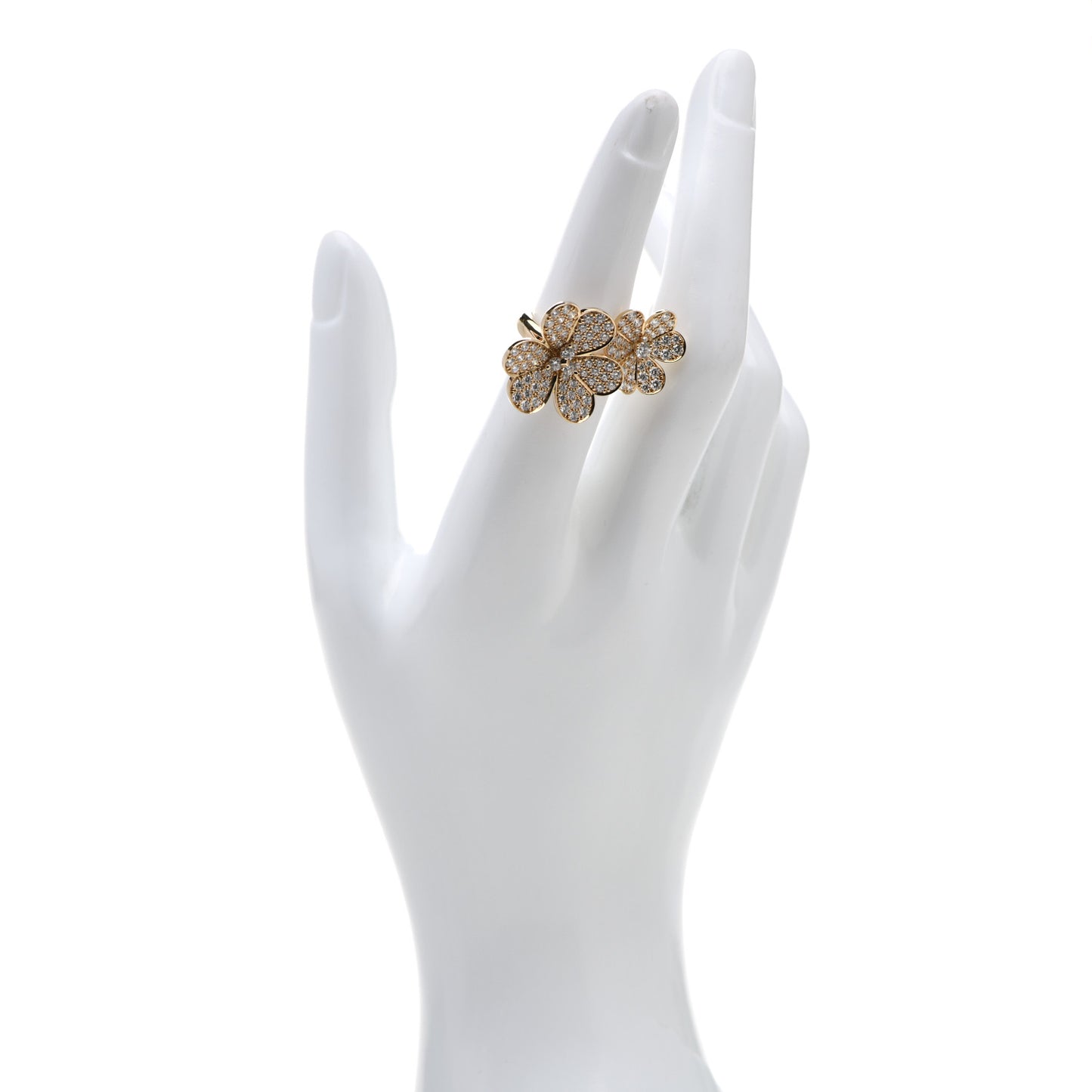18K Yellow Gold Diamond Frivole Between The Finger Pave Ring 50 5.25