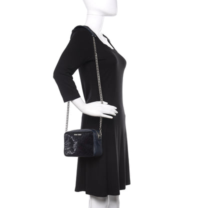 Miu Miu Paillettes Sequin Chain Camera Bag Bleu 2 of 10