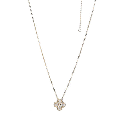 Van Cleef & Arpels 18K Yellow Gold Diamond Vintage Alhambra Pendant Necklace 1 of 7