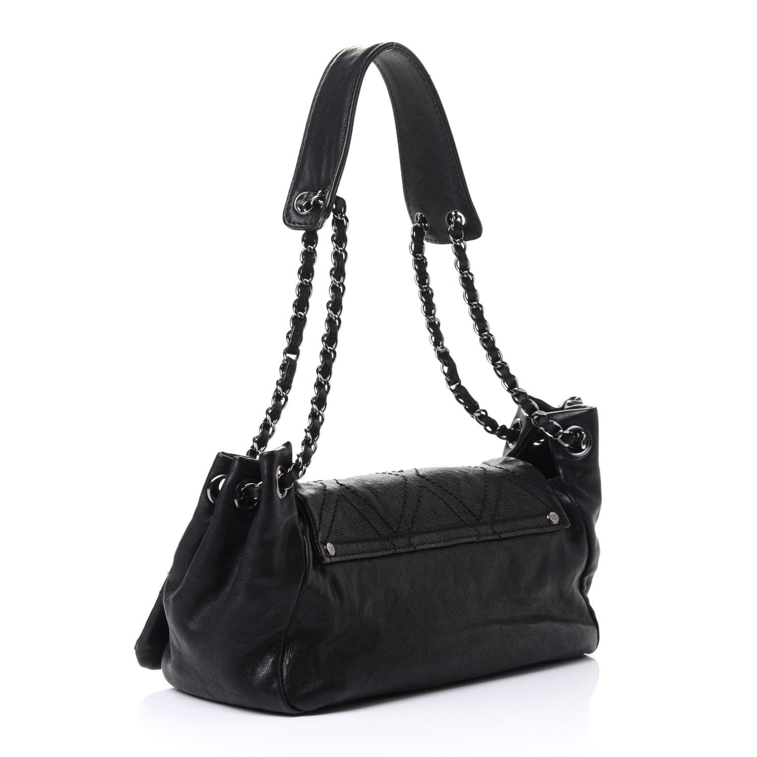 Chanel Calfskin Diamond Stitch Accordion Flap Black 2 of 5