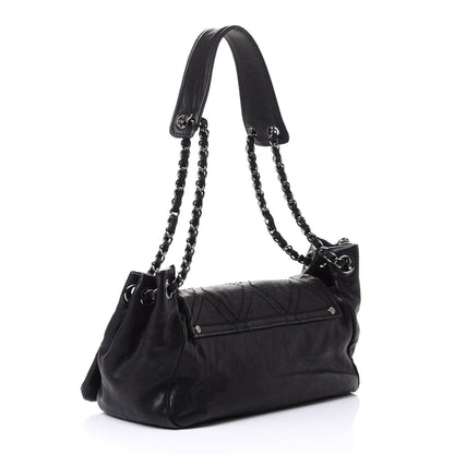 Chanel Calfskin Diamond Stitch Accordion Flap Black 2 of 5