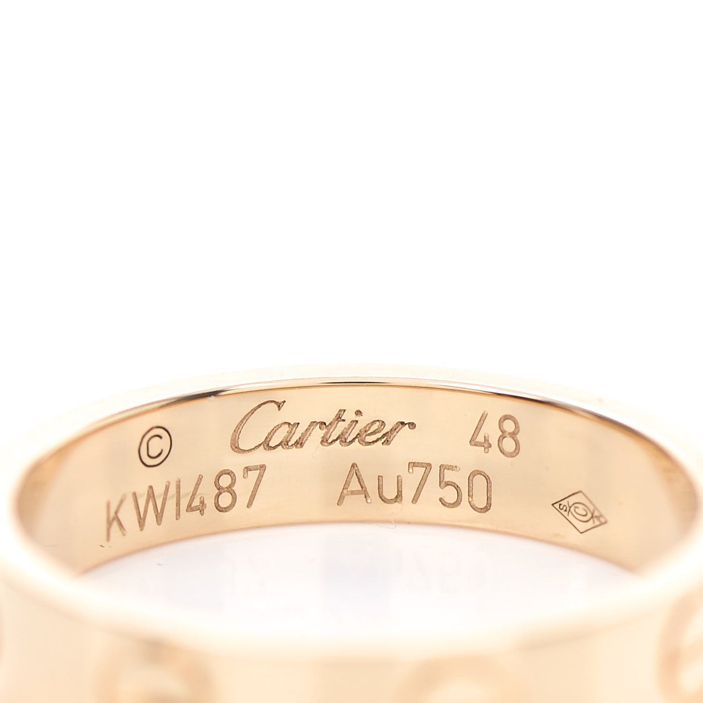 18K Yellow Gold 3.5mm LOVE Wedding Band Ring 48 4.5