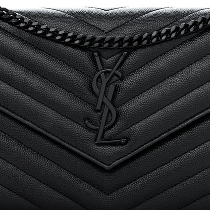 Saint Laurent Grain De Poudre Matelasse Chevron Monogram Monochrome Chain Wallet Black 7 of 10