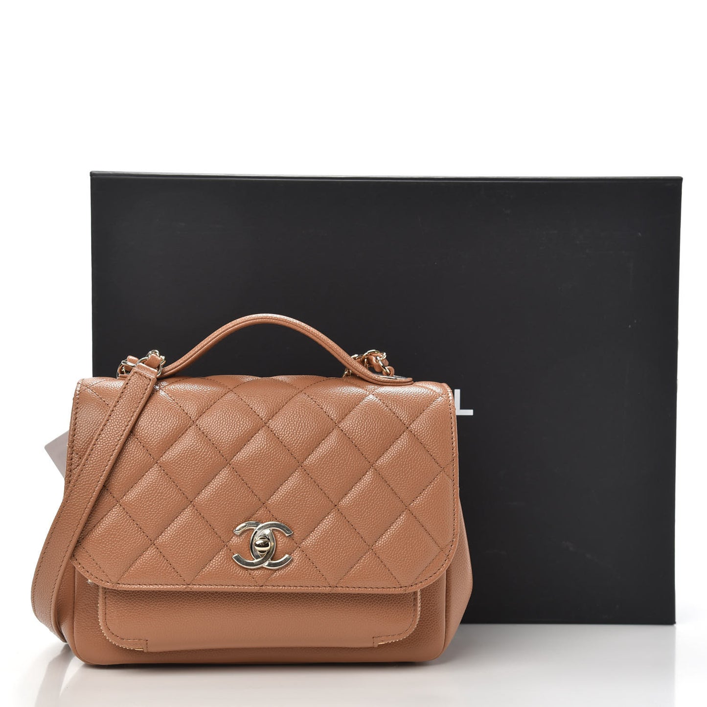 Caviar Quilted Medium Business Affinity Flap Brown