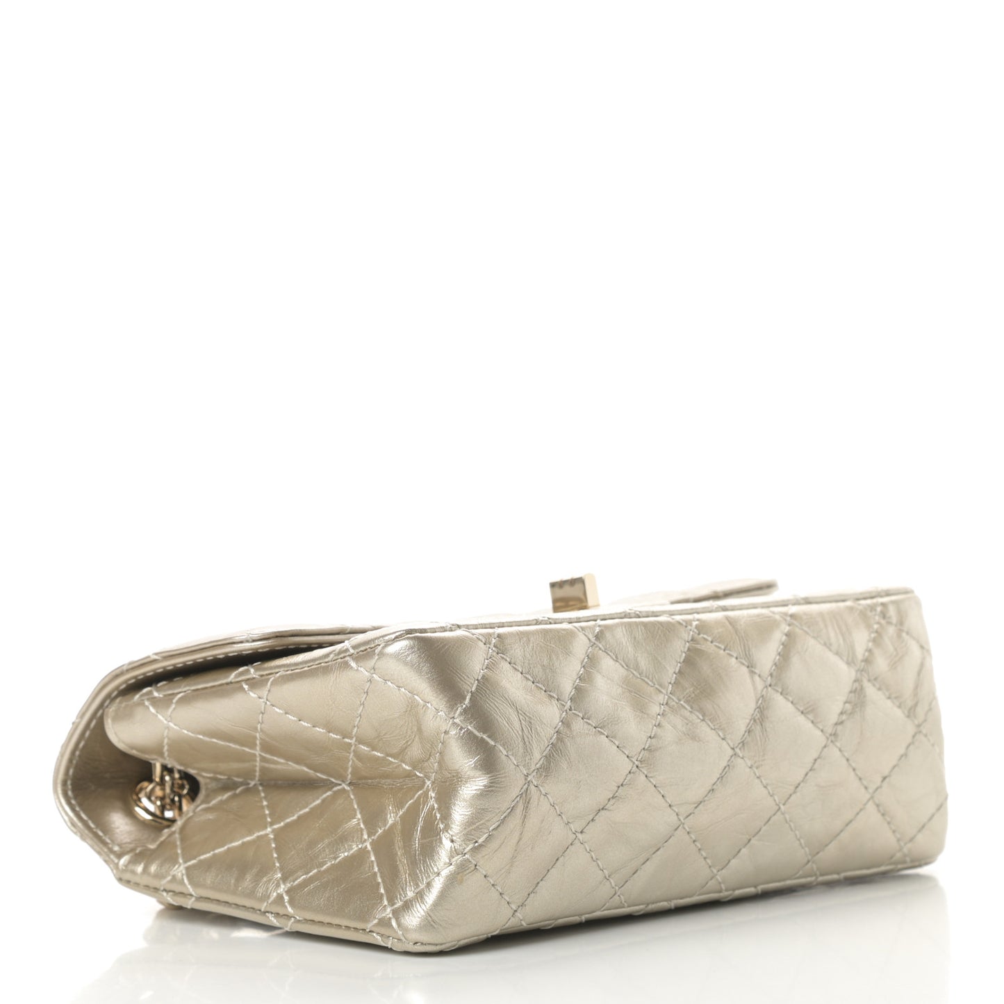 Metallic Aged Calfskin Quilted 2.55 Reissue Mini Flap Light Gold