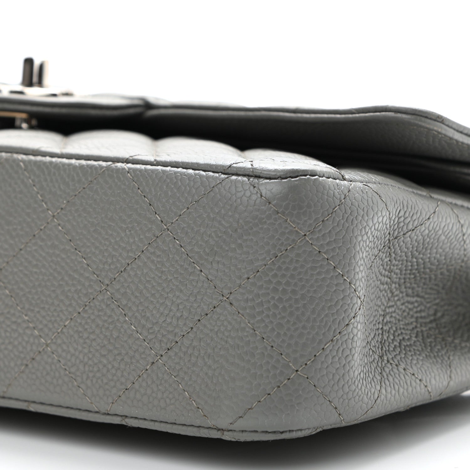 Chanel Caviar Quilted Medium Double Flap Grey 9 of 9