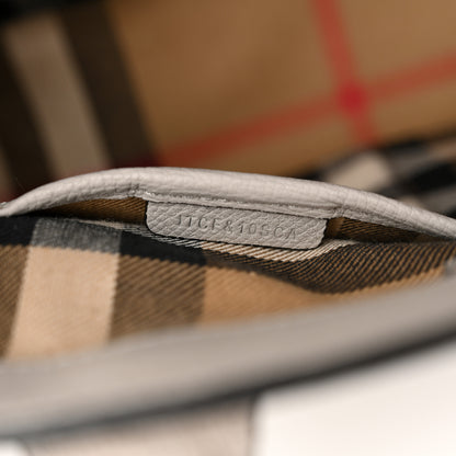 Burberry Grainy Calfskin Perforated Medium Broguing Banner Tote Grey 7 of 12
