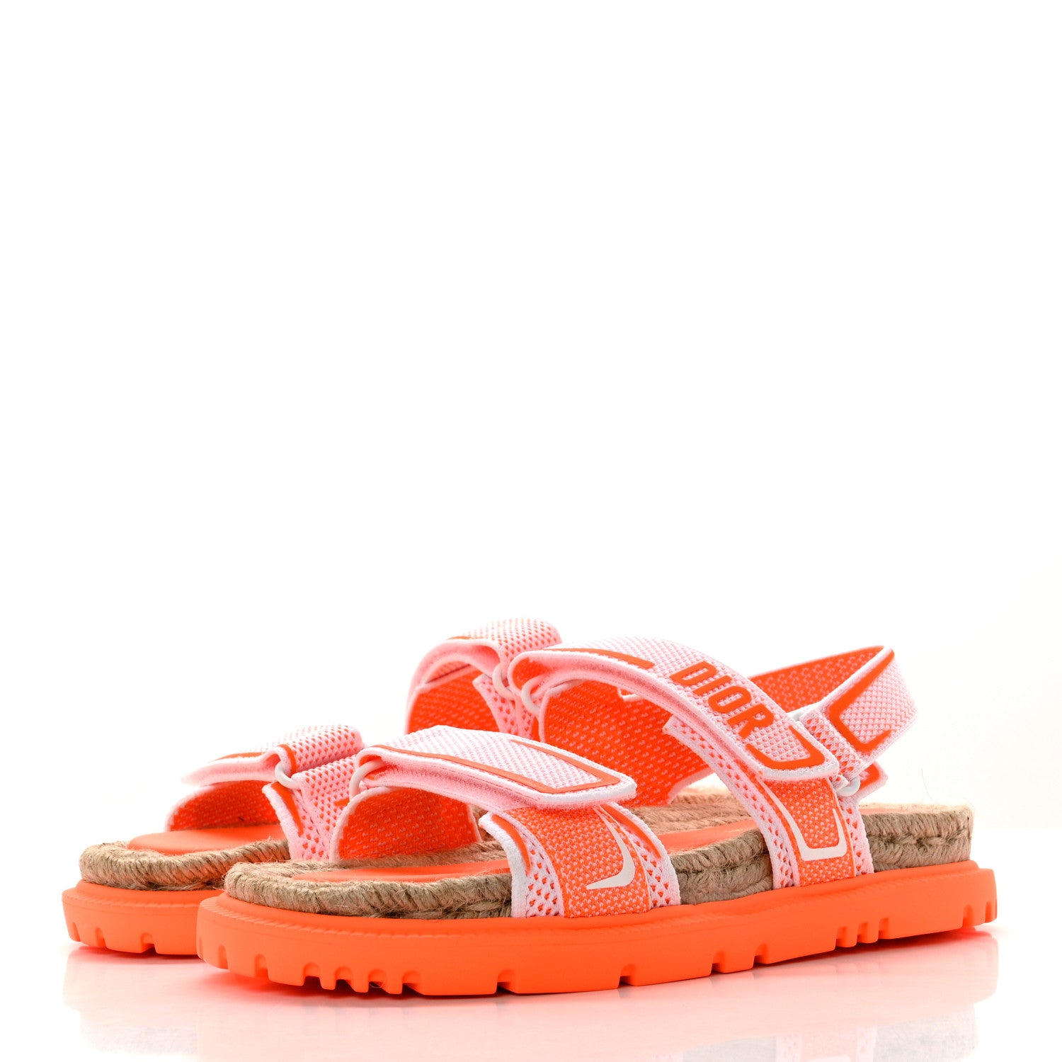 Christian Dior Technical Knit Jute Dioract 10mm Sandals 39 White Orange 3 of 8