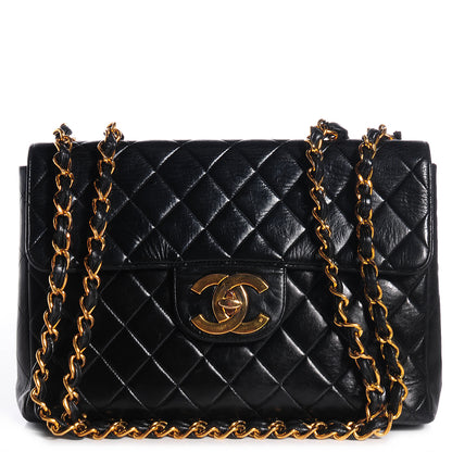 Chanel Lambskin Quilted Jumbo Flap Black 1 of 9