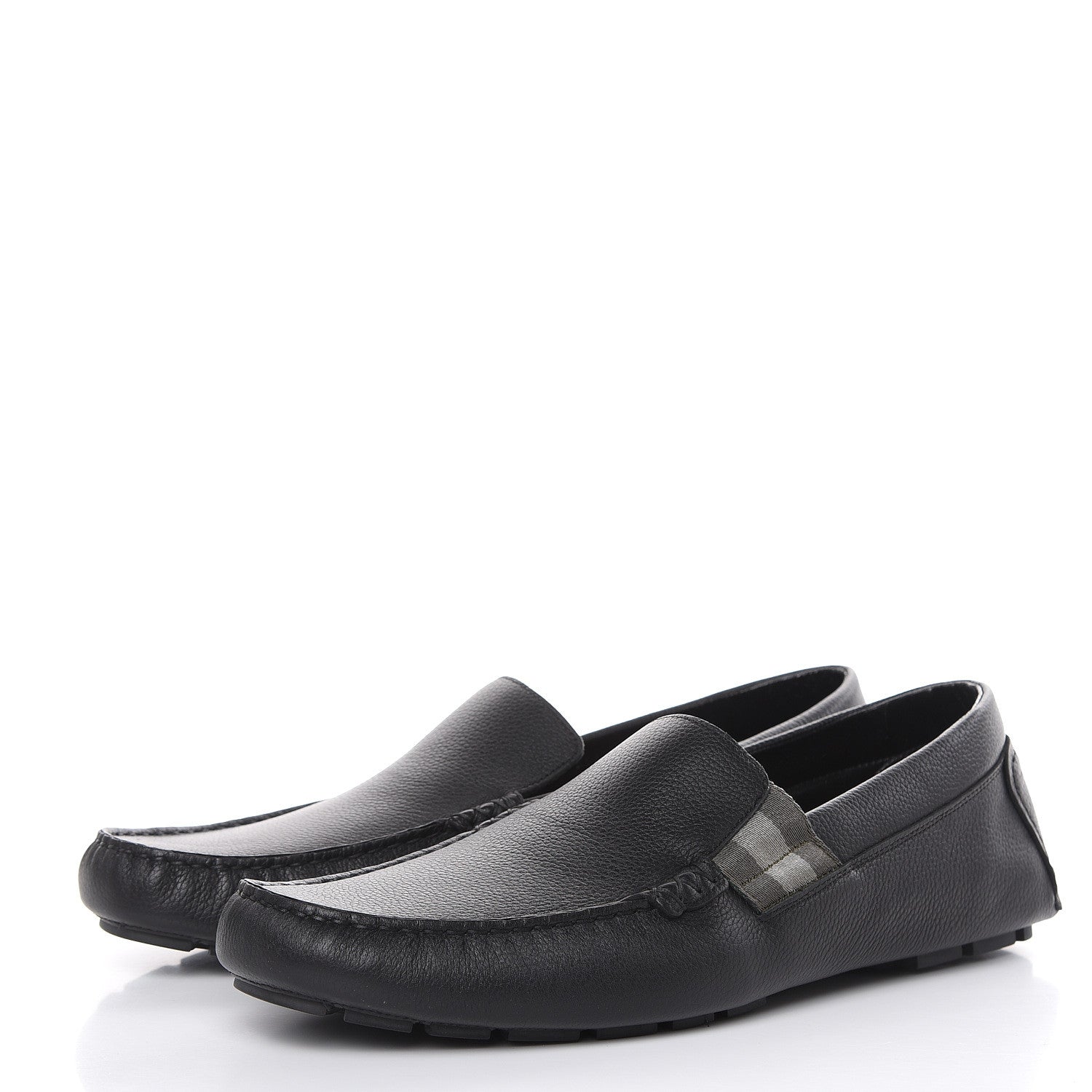 Gucci Calfskin Web Mens Driver Loafers 12 Black 3 of 9