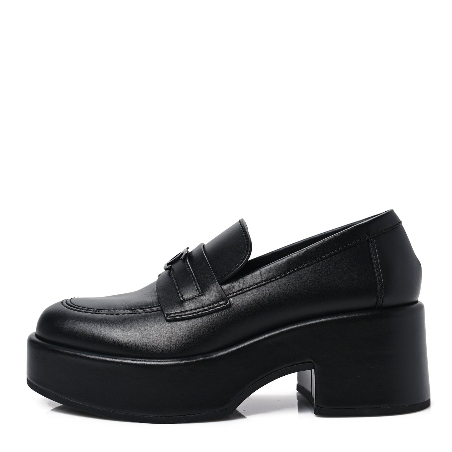 Calfskin CC Platform Loafers 36 Black